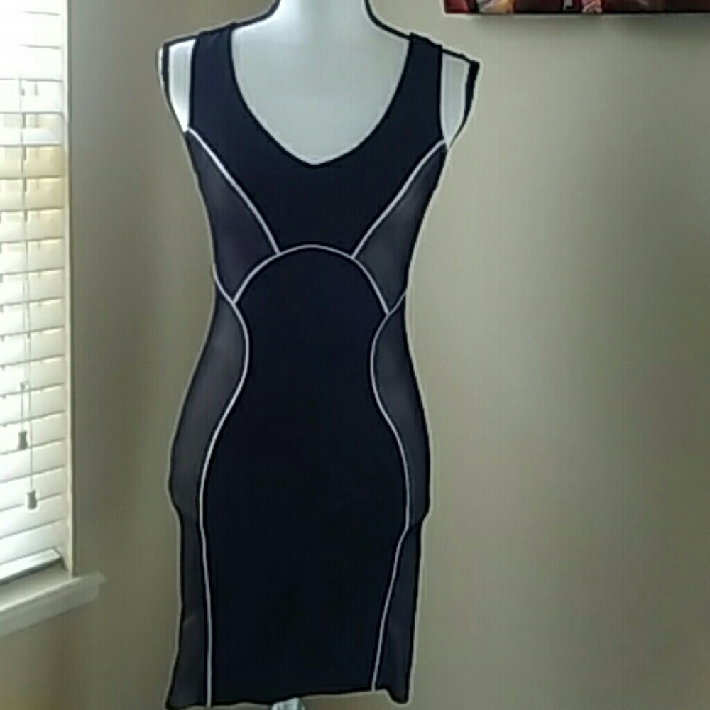 Jealous Tomato Black Bodycon Dress w/ Mesh Design